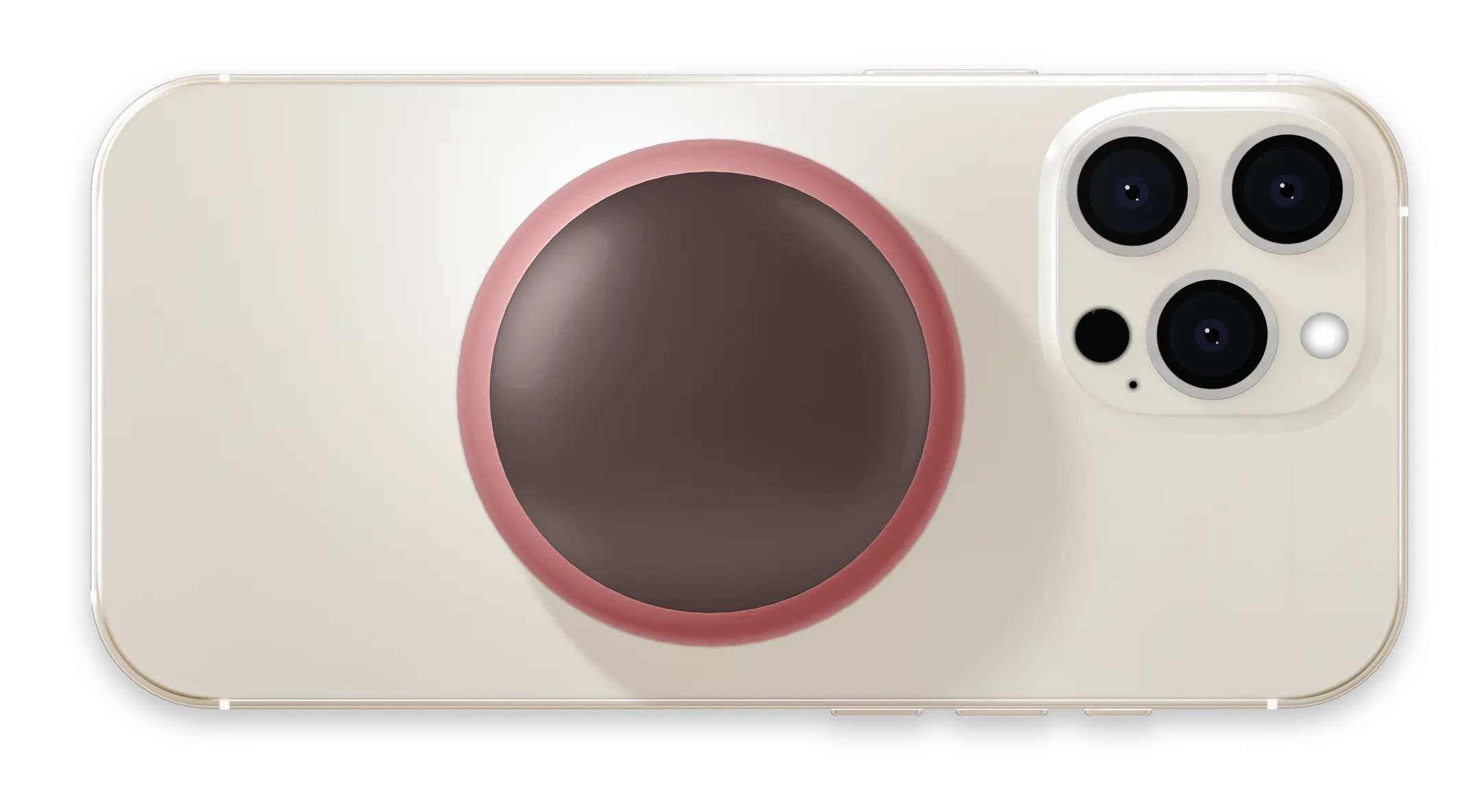 Spirit is mounted onto the back of an iPhone, with its user interface showing Spirit's timer being set and activated.